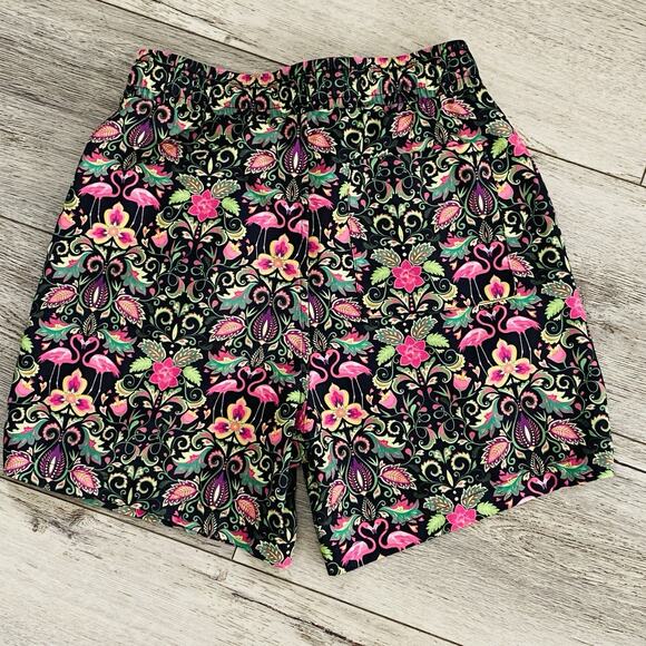 WeSC Pacsun Board Shorts Mens Small Flamingo Pink Tropical Palm Tree Swim Trunks - Picture 3 of 4